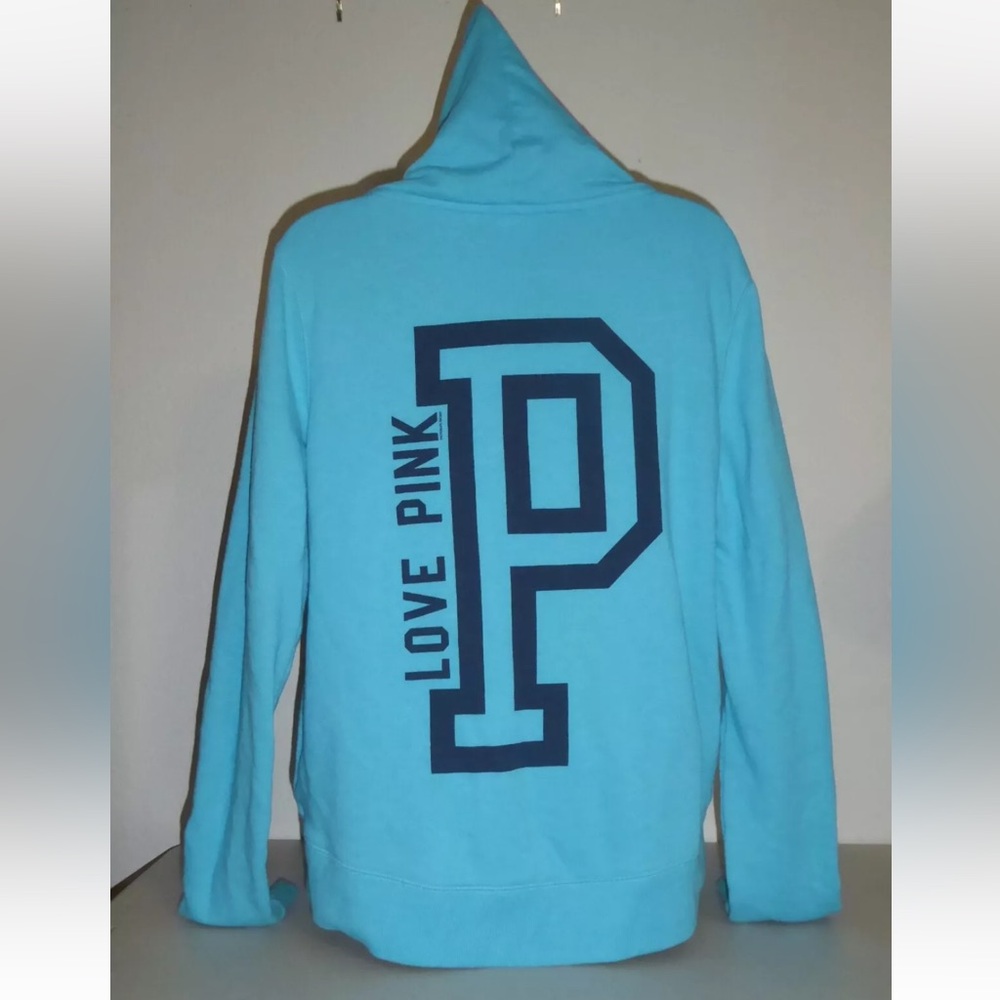 VICTORIA'S SECRET PINK ZIP-UP HOODIE BLUE SIZE SMALL